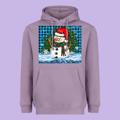Snowy Christmas Snowman Heavyweight Hoodie Designed By Barkaloodesign