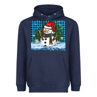Navy snowy christmas snowman Heavyweight Hoodie - BarkalooDesign
