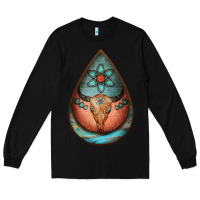 Black teardrop tooled leather bullskull earrings Long Sleeve Tee - Jasminsmagicworld