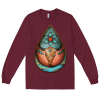 Burgundy teardrop tooled leather bullskull earrings Long Sleeve Tee - Jasminsmagicworld