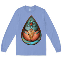 Colony Blue teardrop tooled leather bullskull earrings Long Sleeve Tee - Jasminsmagicworld