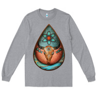 Heather Grey teardrop tooled leather bullskull earrings Long Sleeve Tee - Jasminsmagicworld