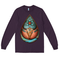 Plum teardrop tooled leather bullskull earrings Long Sleeve Tee - Jasminsmagicworld