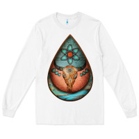 White teardrop tooled leather bullskull earrings Long Sleeve Tee - Jasminsmagicworld