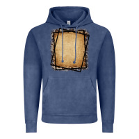 Vintage Denim Burlap and Leopard  Black Frame Vintage Hoodie - CowCowDesign