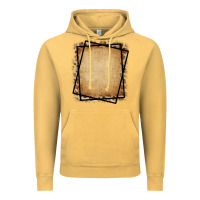 Vintage Mustard Burlap and Leopard  Black Frame Vintage Hoodie - CowCowDesign