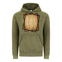 Vintage Olive Burlap and Leopard  Black Frame Vintage Hoodie - CowCowDesign