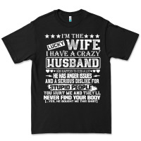 Black i am a lucky wife i have a crazy husband valentine gift Premium Tee - longCreatives
