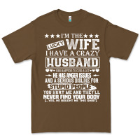 Cacao i am a lucky wife i have a crazy husband valentine gift Premium Tee - longCreatives