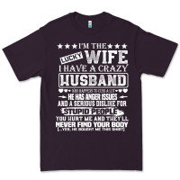 Plum i am a lucky wife i have a crazy husband valentine gift Premium Tee - longCreatives