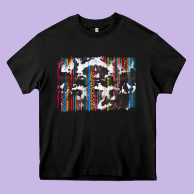Cowhide, Leopard Serape Backgraund Heavy Core Tee Designed By Jahusdesignshop