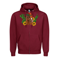Burgundy western horse cowboy hat cactus sunflowers Zipper Hoodie - Artiststas