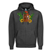 Charcoal Heather western horse cowboy hat cactus sunflowers Zipper Hoodie - Artiststas
