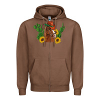 Western Horse Cowboy Hat Cactus Sunflowers Zipper Hoodie | Teevron