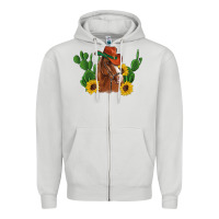 Dove Grey western horse cowboy hat cactus sunflowers Zipper Hoodie - Artiststas