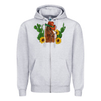 Heather Grey western horse cowboy hat cactus sunflowers Zipper Hoodie - Artiststas