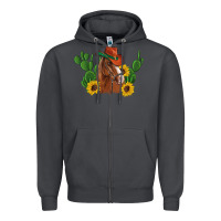 Smoke western horse cowboy hat cactus sunflowers Zipper Hoodie - Artiststas