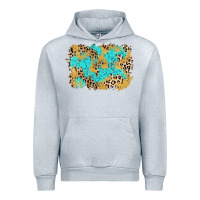 Heather Grey glitter leopard turquoise background Urban Hoodie - AdoDesignShop