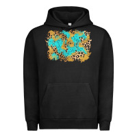 Pigment Black glitter leopard turquoise background Urban Hoodie - AdoDesignShop