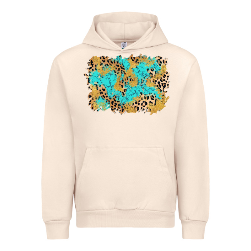 Glitter Leopard Turquoise Background Urban Hoodie by AdoDesignShop | Teevron