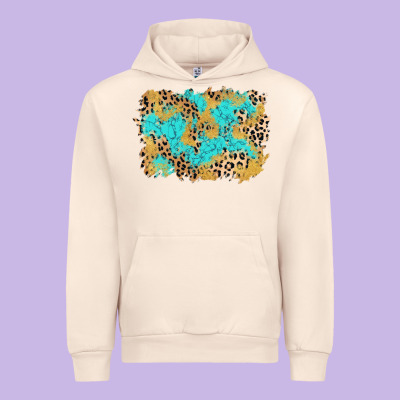 Glitter Leopard Turquoise Background Urban Hoodie Designed By Adodesignshop