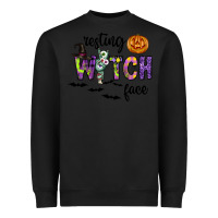 Black Resting Witch Face Heavyweight Sweatshirt - CowhideDigitalArt
