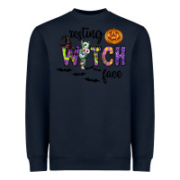 Navy Resting Witch Face Heavyweight Sweatshirt - CowhideDigitalArt