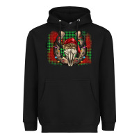 Black christmas horseshoe bull skull Heavyweight Hoodie - BarkalooDesign