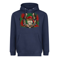 Navy christmas horseshoe bull skull Heavyweight Hoodie - BarkalooDesign