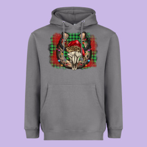 Christmas Horseshoe Bull Skull Heavyweight Hoodie Designed By Barkaloodesign