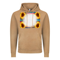Vintage Camel Serape Bleached Sunflowers Leopard Background Vintage Hoodie - CowCowDesign