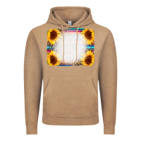 Vintage Coffee Serape Bleached Sunflowers Leopard Background Vintage Hoodie - CowCowDesign