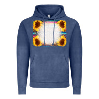 Vintage Denim Serape Bleached Sunflowers Leopard Background Vintage Hoodie - CowCowDesign