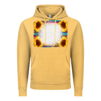 Vintage Mustard Serape Bleached Sunflowers Leopard Background Vintage Hoodie - CowCowDesign