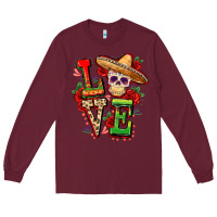 Burgundy Cinco de mayo love Long Sleeve Tee - FaDigitalArtStudio