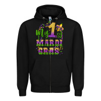 Black my first mardi gras glitter fleur de lis Zipper Hoodie - Artiststas