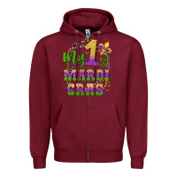 Burgundy my first mardi gras glitter fleur de lis Zipper Hoodie - Artiststas