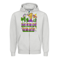 Dove Grey my first mardi gras glitter fleur de lis Zipper Hoodie - Artiststas