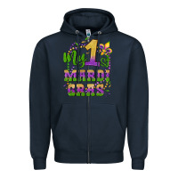 Navy my first mardi gras glitter fleur de lis Zipper Hoodie - Artiststas