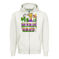 My First Mardi Gras Glitter Fleur De Lis Zipper Hoodie | Teevron