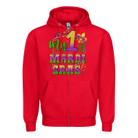 Red my first mardi gras glitter fleur de lis Zipper Hoodie - Artiststas
