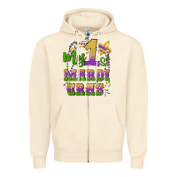 Sandshell my first mardi gras glitter fleur de lis Zipper Hoodie - Artiststas