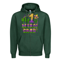Sports Green my first mardi gras glitter fleur de lis Zipper Hoodie - Artiststas