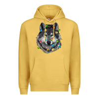 Antique Gold Christmas with wolf Premium Hoodie - RanaPortraitStore