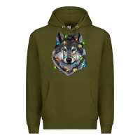 Army Green Christmas with wolf Premium Hoodie - RanaPortraitStore