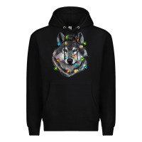 Black Christmas with wolf Premium Hoodie - RanaPortraitStore