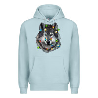 Blue Mist Christmas with wolf Premium Hoodie - RanaPortraitStore