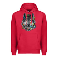 Cardinal Christmas with wolf Premium Hoodie - RanaPortraitStore