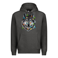 Charcoal Heather Christmas with wolf Premium Hoodie - RanaPortraitStore