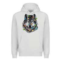 Dove Grey Christmas with wolf Premium Hoodie - RanaPortraitStore